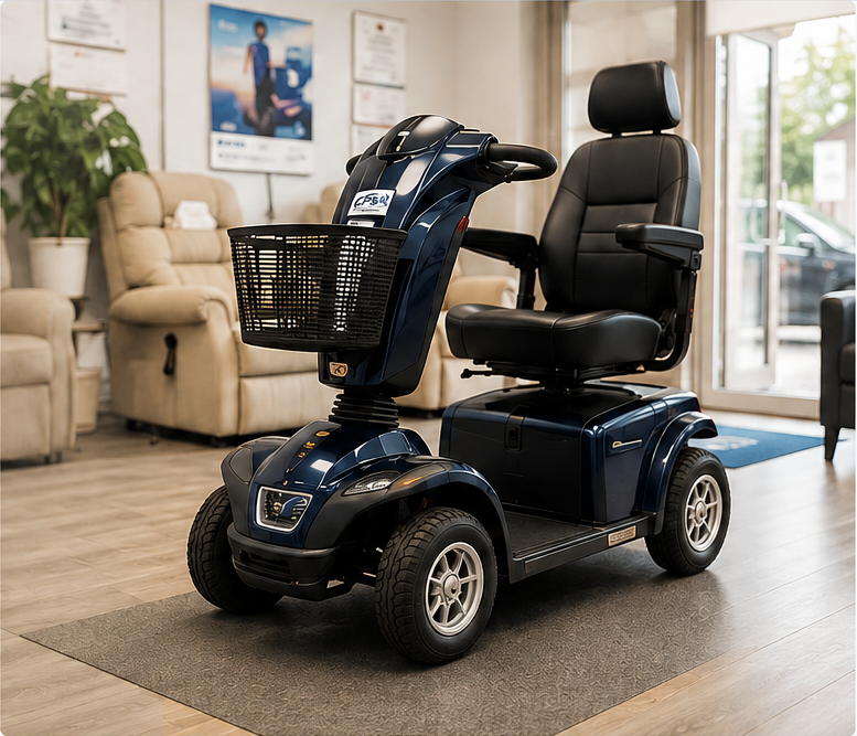 Mobility scooter in a welcoming showroom